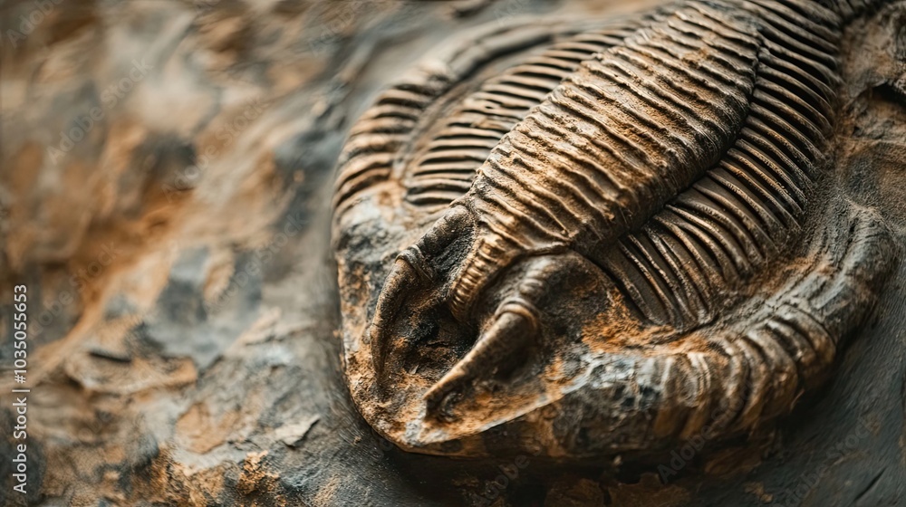 Poster close-up of a fossilized trilobite