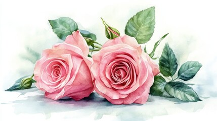 Fototapeta premium Watercolor Roses Blooming