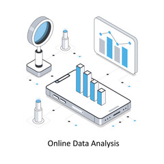 Online Data Analysis isometric stock illustration. EPS File stock illustration