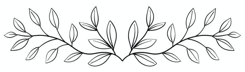 Floral divider freehand drawing vector illustration.