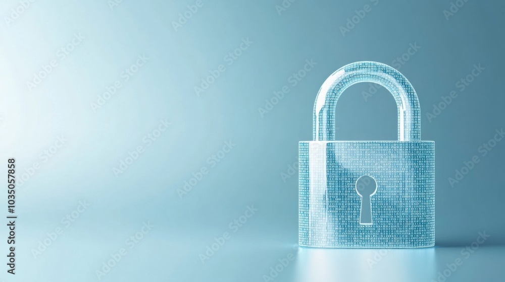 Aufkleber padlock illustration with binary code on blue white background cyber security theme