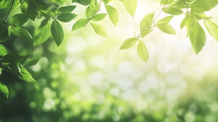 Fototapeta premium Fresh Green Leaves in Soft Natural Light