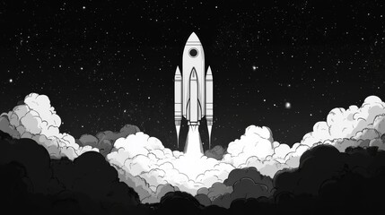 Obraz premium Rocket Launch in Space