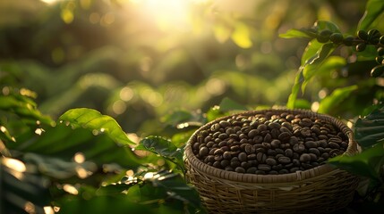 Tranquil coffee landscape: a perfect blend of nature and flavor