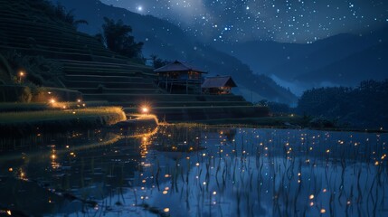 Verdant rice plantation: lush landscape of sustainable growth