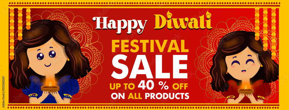 Wall mural Diwali Festival Offer Poster Design Template , Happy Deepawali. Diwali Sale.