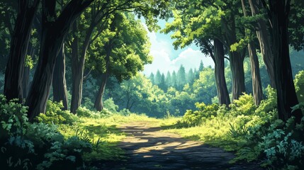 Naklejka premium Serene Sunlit Forest Path
