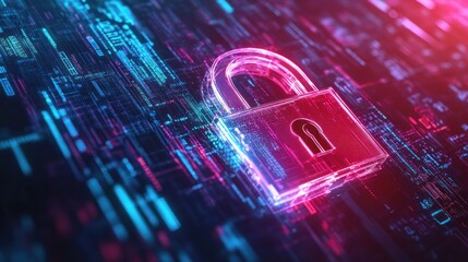 Cyber Security: Digital Lock on Glowing Circuitry