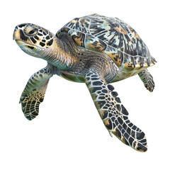 Fototapeta premium a hawksbill turtle, on transparent background cutout