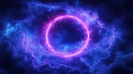 Fototapeta premium Cosmic Purple Ring in Starry Night Sky
