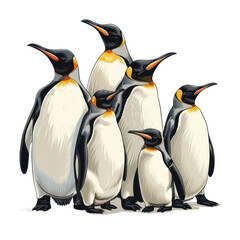 Obraz premium a group of penguins, on transparent background cutout