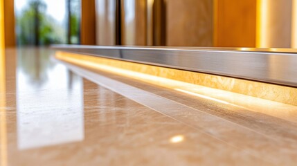 Sleek marble countertop with warm ambient lighting, AI
