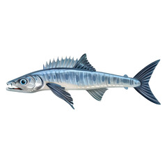 a barracuda swimming. Illustration, on transparent PNG file