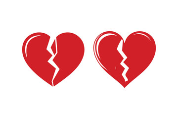 Broken Heart silhouette vector illustration, Broken Heart icon vector 