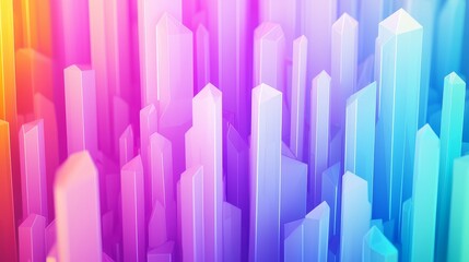 Obraz premium Vibrant Prism City, A surreal 3D landscape of colorful, glowing crystal structures