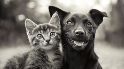 Cat and Dog Friendship Portrait