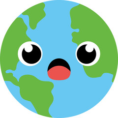 Cute planet earth cartoon character. Flat design illustration.
