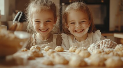 Smiling Children Baking Together
