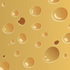 Seamless cheese texture with holes. Realistic cheese background. Vector illustration