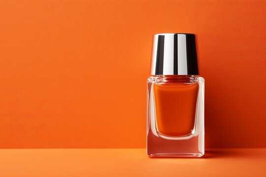 Sunset Glow: Orange Nail Polish on an Orange Background, generative ai