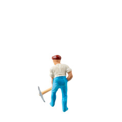 Miniature construction worker  isolate on white background with clipping path