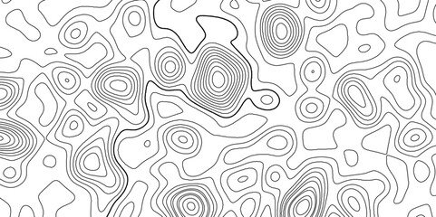 Abstract black and white wavy topography relief map background landscape geodesy topographic map lines background, topographic contour map vector illustration with black lines geography background.