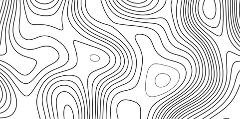 Abstract black and white wavy topography relief map background landscape geodesy topographic map lines background, topographic contour map vector illustration with black lines geography background.