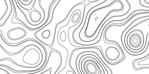 Abstract black and white wavy topography relief map background landscape geodesy topographic map lines background, topographic contour map vector illustration with black lines geography background.