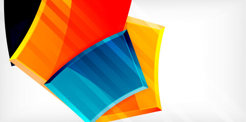 Round 3d shapes, plates background. Creative composition design template