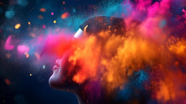 Woman In Colorful Explosion.