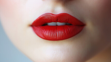 Fototapeta premium Red lips slightly smudged, showing a soft and sensual look.jpg