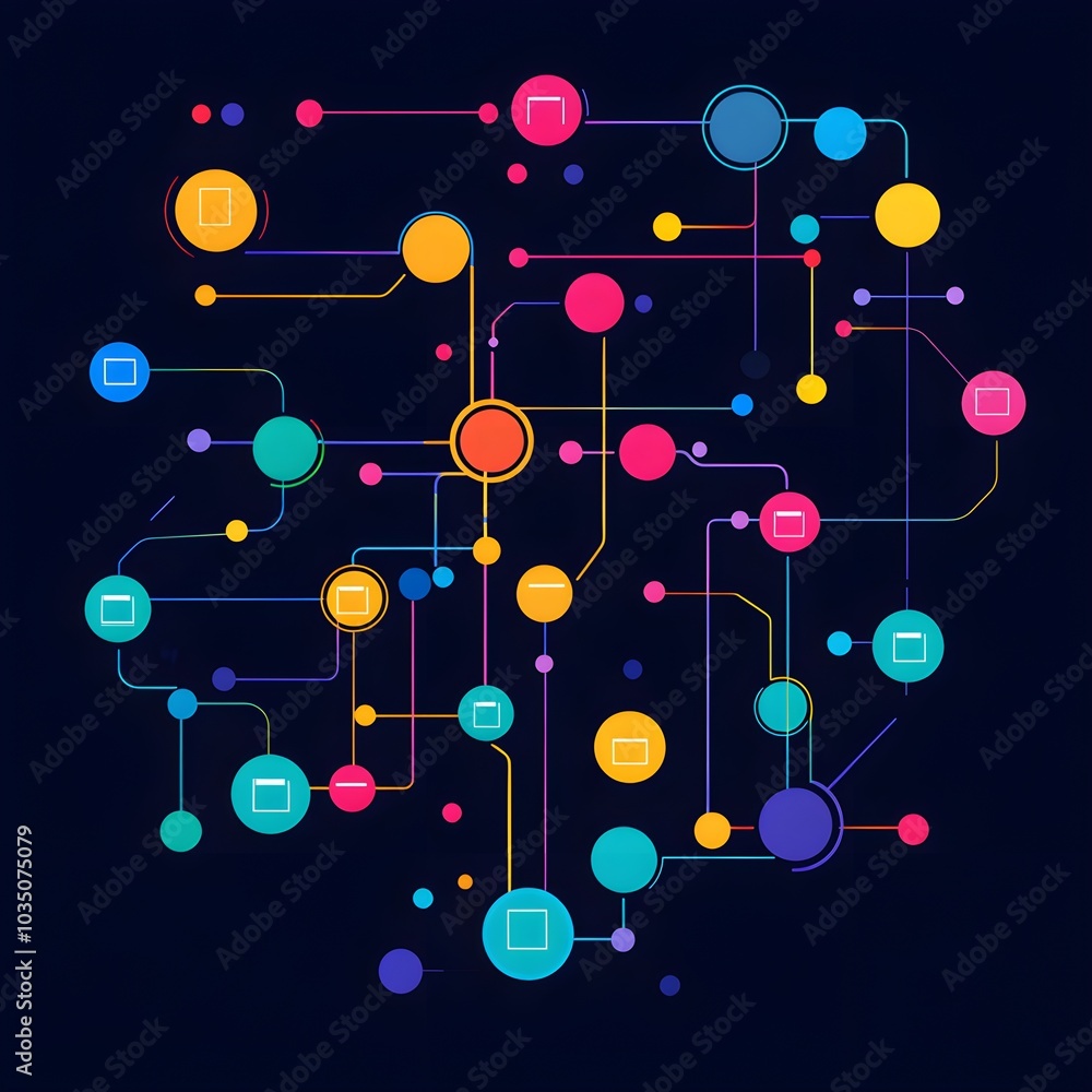 Poster abstract colorful network connection diagram