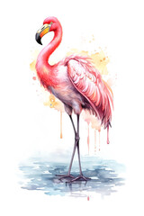 Fototapeta premium Graceful flamingos depicted in watercolor style