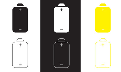 Battery icon. Vector illustration isolated on white and black background. EPS 10