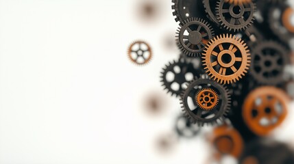 Cogs of Progress: A captivating abstract image of intricate cogs, gears, and wheels in a dynamic array, symbolizing the interconnectedness of complex processes and the potential for innovation 