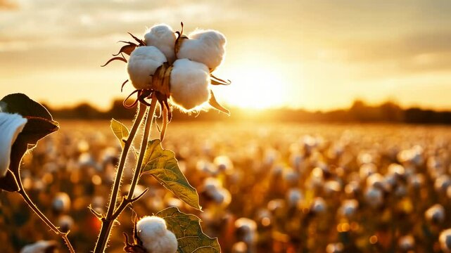 Cotton Field at Sunset.