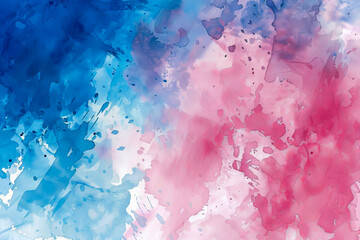 Vibrant abstract watercolor artwork featuring bold blue and pink splashes blending together, evoking creativity, fluidity, and artistic expression