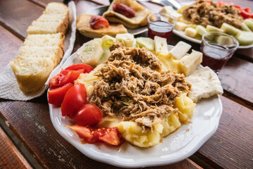 Traditional Montenegrin meal, Zabljak, Montenegro