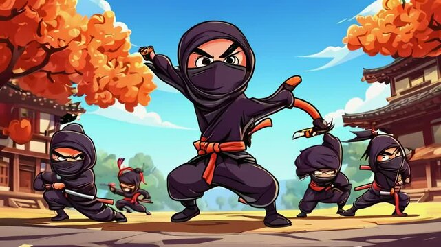 Cartoon Ninja School with Epic Fight