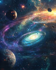 Captivating Cosmic Collisions A Mesmerizing Depiction of a Dynamic Galaxy in the Vast Universe