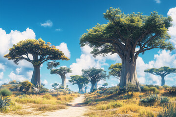 Fototapeta premium Beautiful baobab trees landscape in Madagascar.