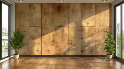 Modern Interior Design with Wood Wall Panels and Sunlight