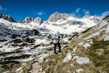 Fototapeta premium Trekking to Bobotov Kuk, Durmitor National Park, Zabljak, Montenegro