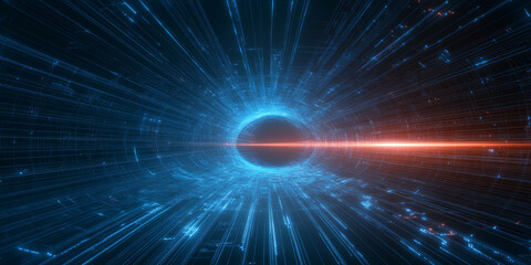 Obraz premium The background of future technology made up of particle elements and rays 