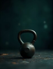 Kettlebell, barbell on isolated dark grunge background. Banner for advertising