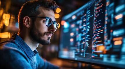 A hacker using ethical hacking tools like Wireshark and Metasploit to run penetration tests on a secure network