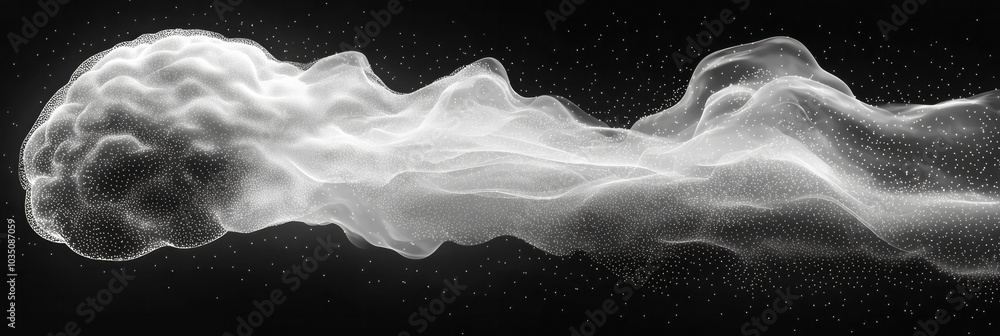 Poster a vector stylized brain with smooth lines and futuristic design elements, floating on a crisp white 