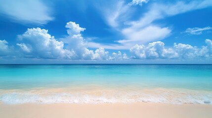 Fototapeta premium Serene Beach with Turquoise Water and Blue Sky