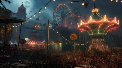 an abandon park at night