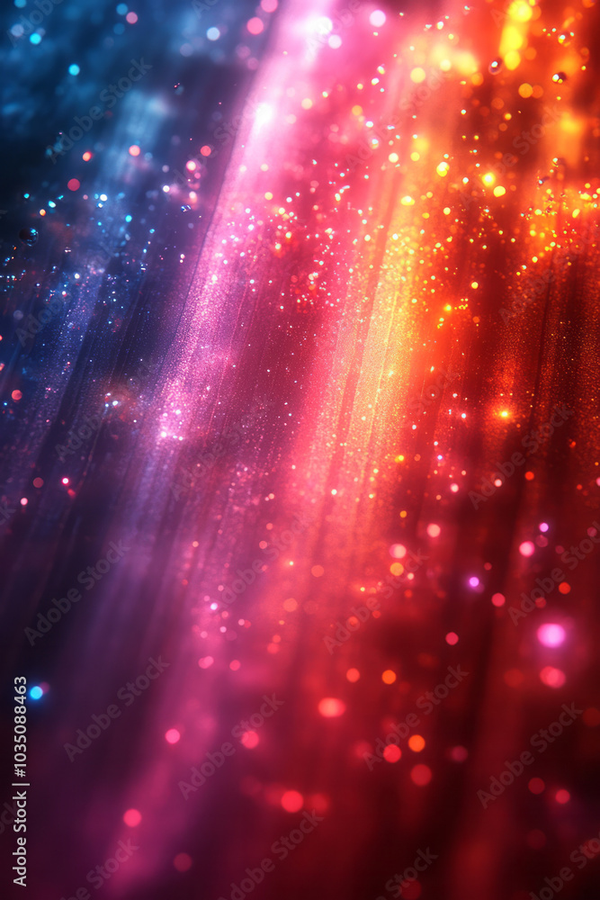 Poster radiating light lines in a geometric abstract pattern, glowing with vibrant energy, floating on a so